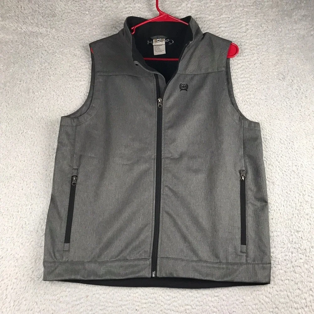 Cinch Vest Boys 2XL Gray Softshell Bonded Fleece Lined Full Zip Western Cowboy